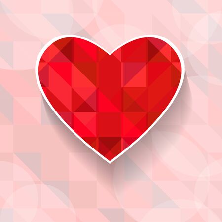 Vector illustration of  heart with polygonal pattern. In red color. Polygonal background.のイラスト素材