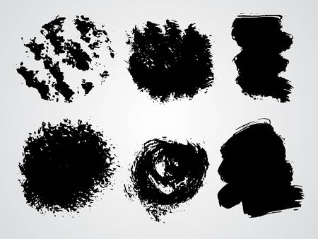 Vector set of black grunge watercolor backgrounds.のイラスト素材