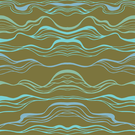 Seamless pattern with hand drawn abstract elements. In green and blue colors.のイラスト素材