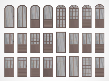Vector set of different doors. In light colors.のイラスト素材