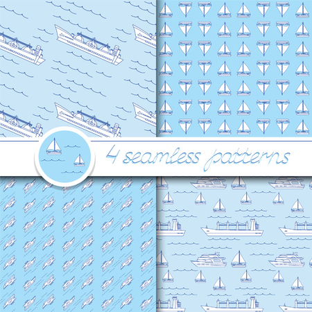 Vector set of four seamless patternsのイラスト素材