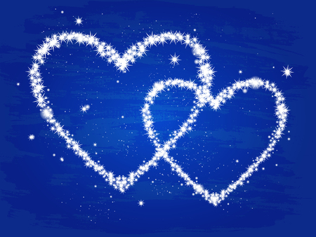 Vector illustration with decorative hearts from stars to Valentine's Day or for your design. In blue color.のイラスト素材