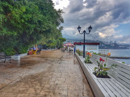 Crimea. Quay Of Gurzuf. After the rainの写真素材