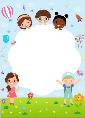 kids and frameのイラスト素材