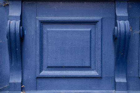 royal blue wood frame and molding backgroundの写真素材