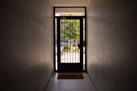 apartment building ground floor corridor in summer. living togetherの写真素材