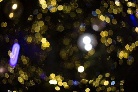 yellow and blue christmas cat eye bokeh