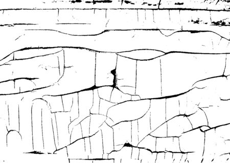 Cracked Surface Grunge Texture Vector. Uneven Overlay. Distressed Grungy Effect. Vector Illustration.Black Isolated on White Background. EPS 10.のイラスト素材