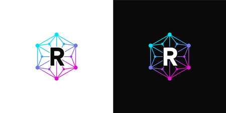 Initial R Letter Logo Design Vector Template. Abstract Hexagon Letter R Logo Designのイラスト素材
