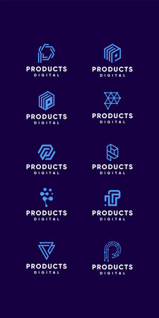 Set of Initial Letter D Logo Design Vector Template. Abstract Geometric Shapes