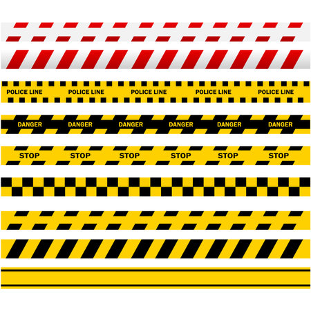 Warning tapes isolated on white background. Security warning tapes.Vector stockのイラスト素材