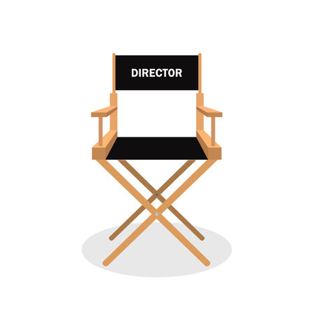 3d realistic director chair isolated on white background. Vector illustrationのイラスト素材