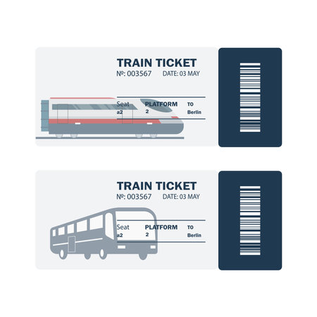 Train, bus tickets - vector illustrationのイラスト素材