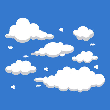 Cartoon cloud vector set. Blue sky with white cloudsのイラスト素材