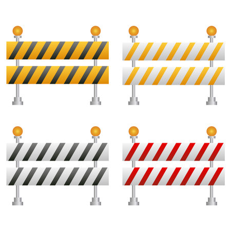 road closed street barrier on the road flat design icon colored. Vector illustrationのイラスト素材