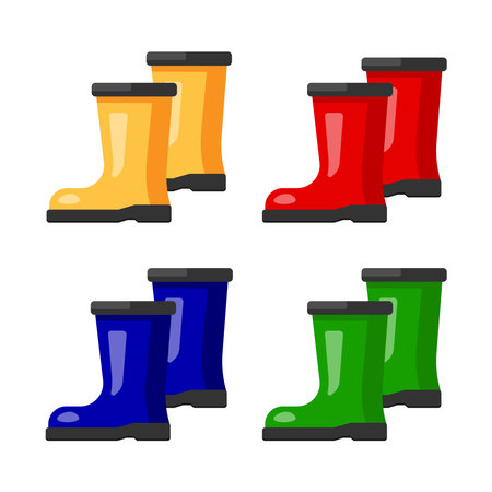 rubber boots set. Vector illustrationのイラスト素材