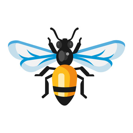 Bee icon isolated on white background. Honey flying bee. Insect. Flat style vector illustration.のイラスト素材