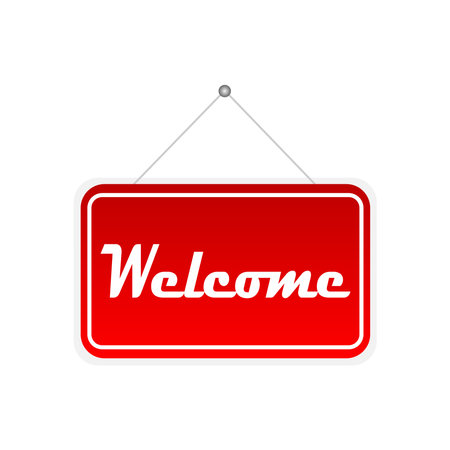 Red sign Welcome. Vector illustrationのイラスト素材