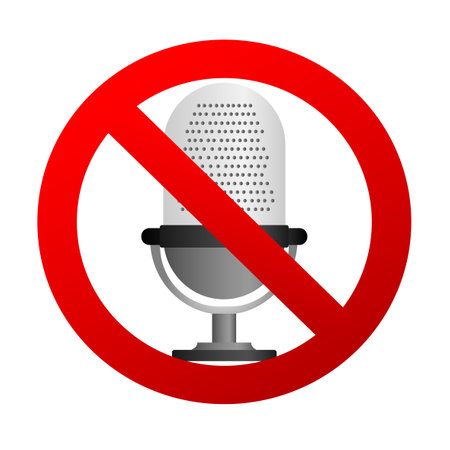 No recording. Sound muted. Prohibition record. Vector illustration.のイラスト素材