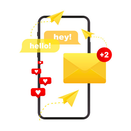 smartphone with bubble text vector template. Incoming, open messages. Vector illustrationのイラスト素材