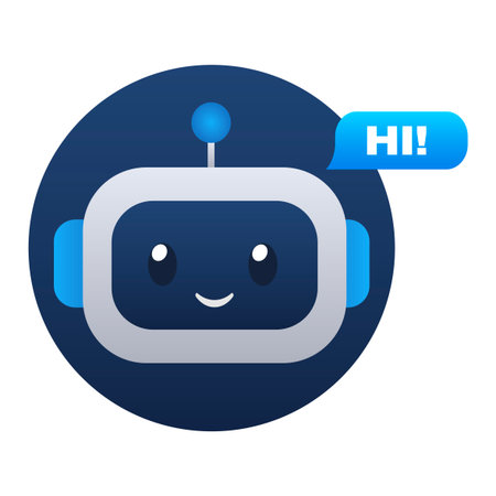 Cute robot icon virtual assistant character. Vector illustrationのイラスト素材