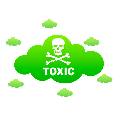 Toxic gas cloud with skull. Vector illustrationのイラスト素材