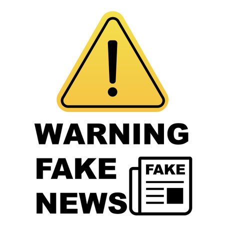 Fake news warning sign. Vector illustrationのイラスト素材