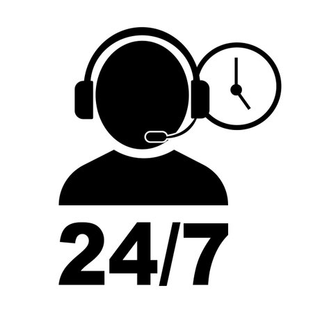 24/7 support icon. Service operator. Vector illustration