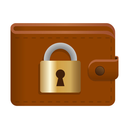 Secure locked wallet icon. Financial privacy protection. Vector illustrationのイラスト素材