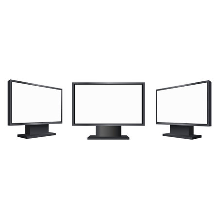 Set of modern digital advertising monitors in perspective view with empty screens. vector illustrationのイラスト素材