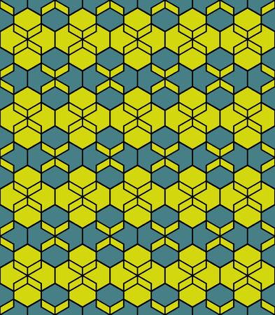 Yellow and green linear geometry seamless patternのイラスト素材