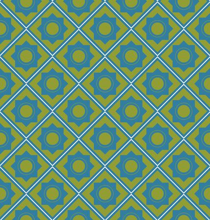 olive and blue mosaic seamless patternのイラスト素材