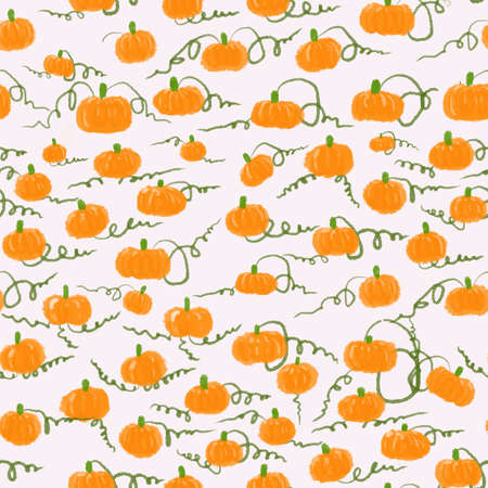 Pumpkin seamless pattern in abstract style on colorful background. Modern print. Seamless pattern.の写真素材