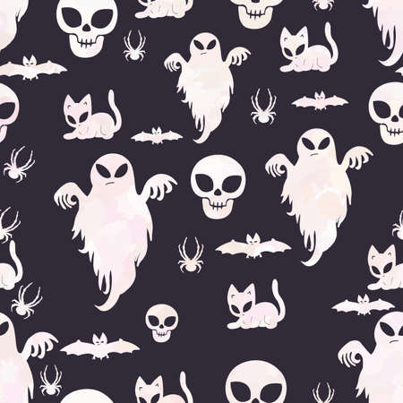 Halloween seamless pattern. Black and white colorの写真素材