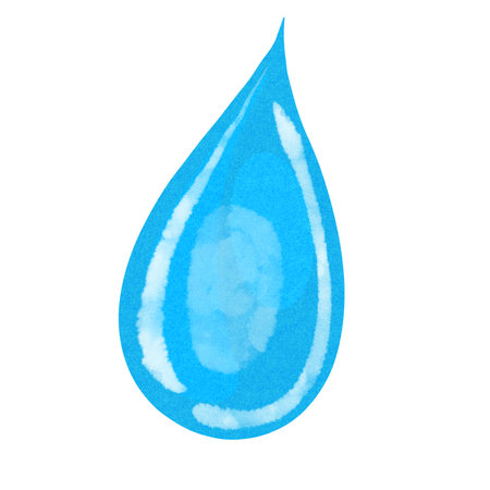 Isolated watercolor water blue drop. White backgroundの写真素材