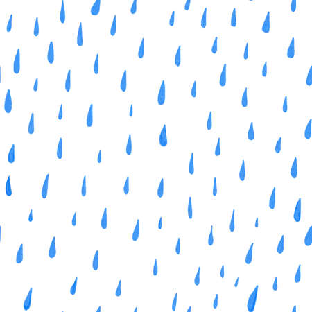 seamless pattern watercolor messy blue raindrops on white backgroundの写真素材