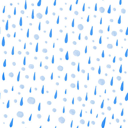 Seamless pattern from hand drawn watercolor blue rain drops.の写真素材