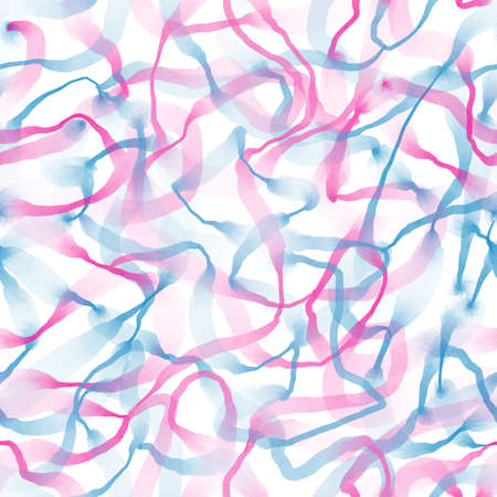 Seamless pattern with abstract watercolor stripes drawn by a brushの写真素材