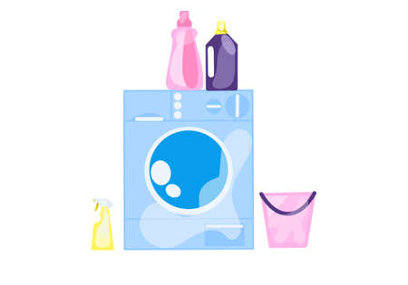 Cleaning Household Equipment Set. Home appliances. Simple flat cartoon style.の写真素材