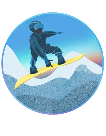 Snowboarding. Illustration of a jumping snowboarder in trendy flat style.の写真素材