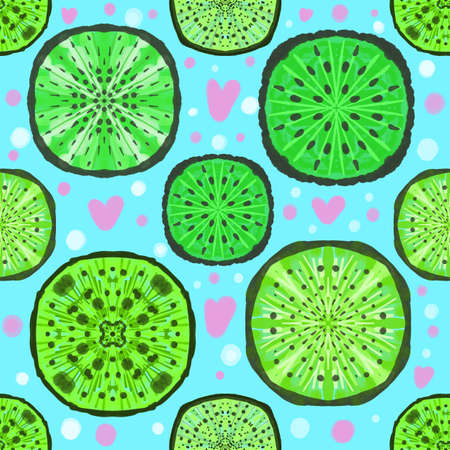 Seamless patern with kiwi. Fruit pattern, abstract stylized fruit ornament.の写真素材
