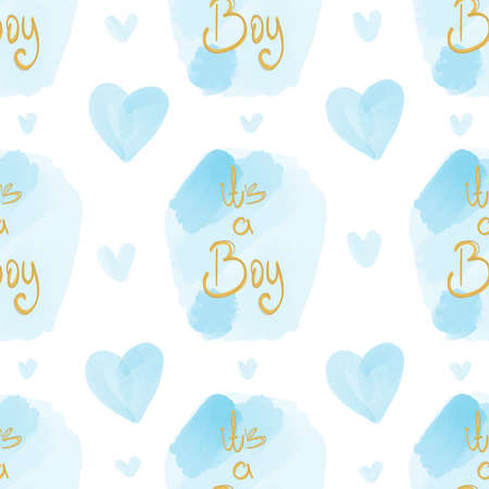Baby boy Watercolor welcome seamless Pattern for childbirth illustration.の写真素材