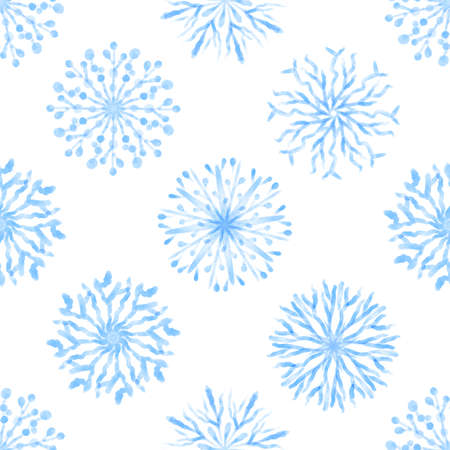 Seamless Winter pattern from Snowflakes. Blue Watercolor snow patterns.の写真素材