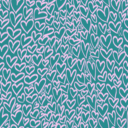 Seamless pattern with hand drawn pink hearts for valentines day and wedding.の写真素材