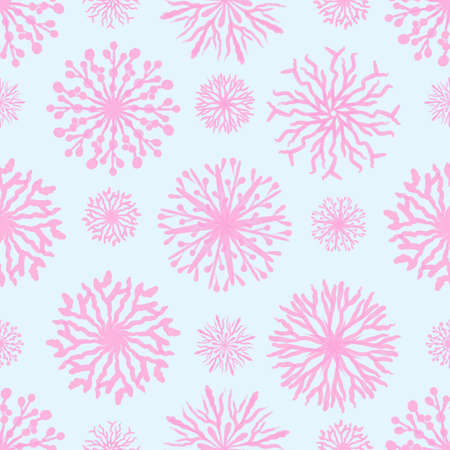Hand drawn seamless pattern with pink watercolor snowflakes.の写真素材