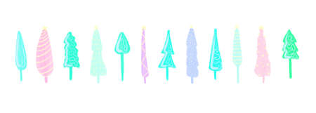 Set of Christmas trees. Winter holiday. Christmas trees modern flat design.の写真素材