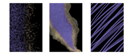 A set of Trending Abstract paintings or postcards from 2022. Fluid Abstract art. Very Peri, black and gold. Watercolor purple stripes.の写真素材