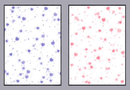 Set of two Heart shape Valentine day bokeh backgrounds. Spring tones Poster.の写真素材