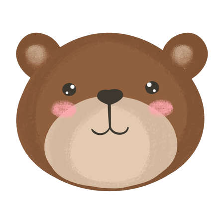 Cute baby illustration with Bear muzzle. Cute animal kawaii characters. The faces of wild animals. Vector illustration isolated on white background.のイラスト素材