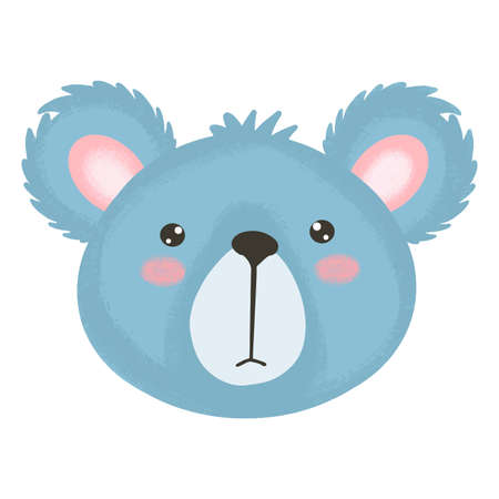 Cute baby illustration with Koala muzzle. Cute animal kawaii characters. The faces of wild animals. Vector illustration isolated on white background.のイラスト素材